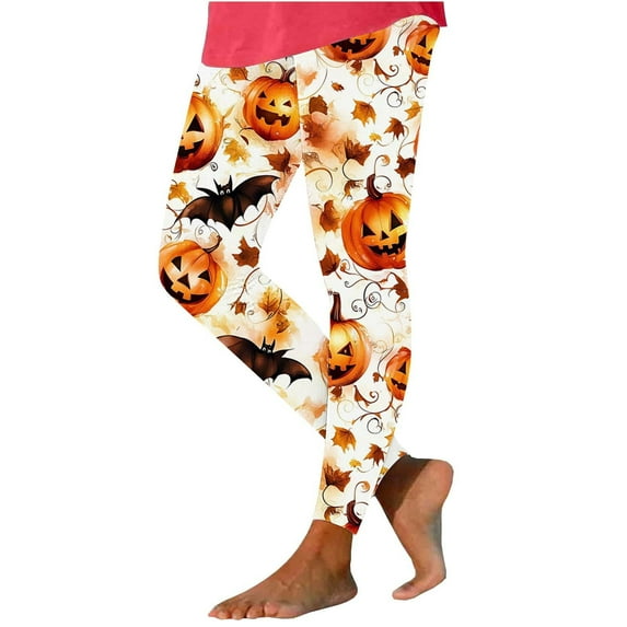 Yoga Pants for Women Color Halloween High Waist Leggings Printed Elastic Waist Stretchy Casual Sports Long Pants (3XL, Orange)