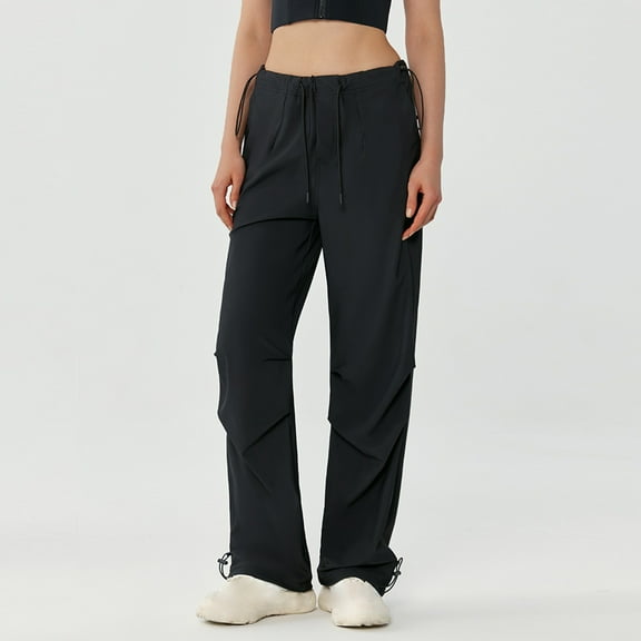 Yoga Pants for Women Dgankt Women's Casual Trousers Solid Elastic Waist Pocket Pants Stretchy Stylish Pants Long Sports Pants