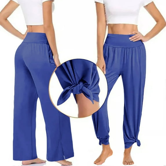 Yoga Pants for Women Fashion Women's Casual Trousers Solid Color Drawstring Wide Leg Pants Waist Long Pants With Pocket Adjustable Legs, S-2XL