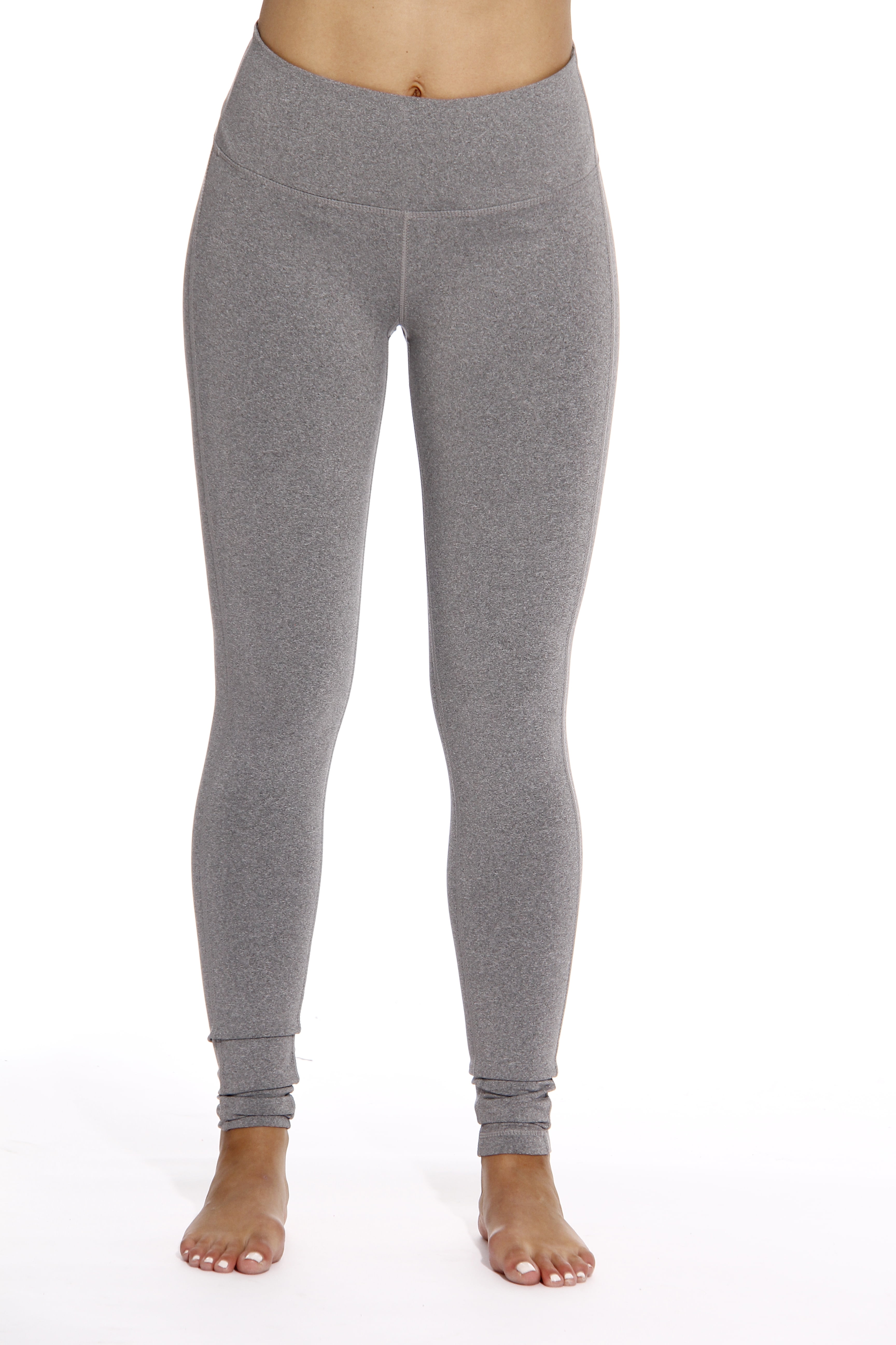 Yoga Pants for Women - Full Length with hidden pocket (Heather Grey, Small)  
