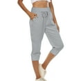 thumbnail image 1 of Yoga Pants for Women High Waist Capri Sweatpants Stretch Fit Workout Bottom Elastic Drawstring with Pockets, 1 of 9