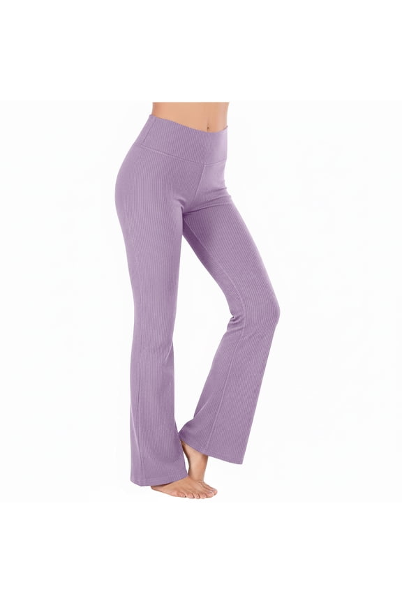 Yoga Pants for Women High Waisted Casual Solid Color Breathable Slim Bootcut Pull-On Workout Pants
