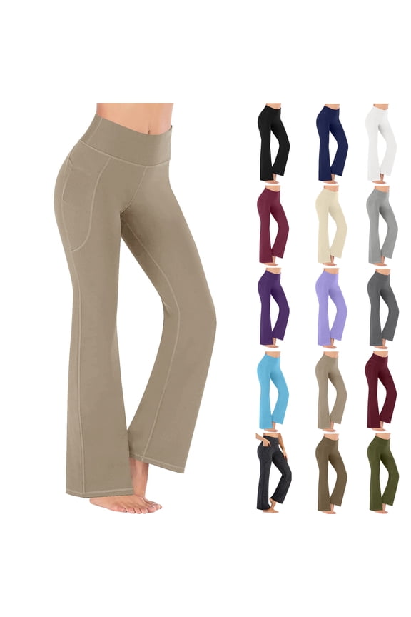 Yoga Pants for Women, High Waisted Workout Leggings with Pockets Women Oversized Drying Tight Elastic Comfortable Fitness Pants Yoga Pants Beige S