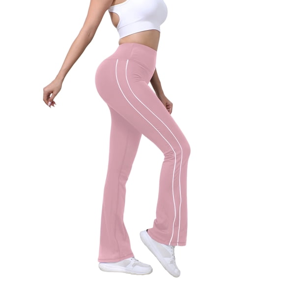 Yoga Pants for Women High Wide Waist Flared Stretchy Leggings Athletic Workout Trousers Fashion Basics Classic Outfits Pink S