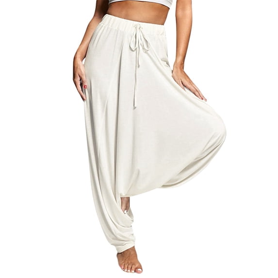 Yoga Pants for Women Plus Size Solid Loose Long Length Pants for Fitness And Meditation Women's Yoga Leggings White S