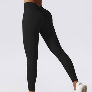 Yoga Pants for Women Trendy Solid Color High Waisted Fold Jogging Yoga Full Length Trousers