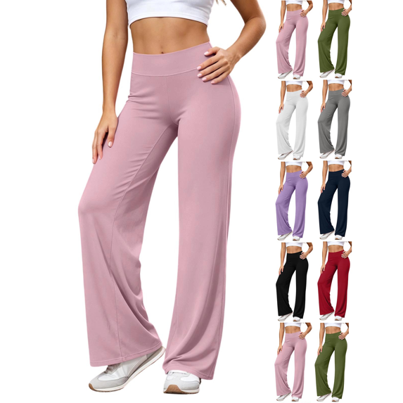 Yoga Pants for Women Wide Leg Casual Lounge Yoga Workout Pant Solid Color High Waist Leggings Workout Booty Lifting