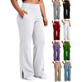 thumbnail image 1 of Yoga Pants for Women Wide Leg Casual Solid Color High Waist Leggings Lounge Comfy Oversize Gym Workout Pants, 1 of 8