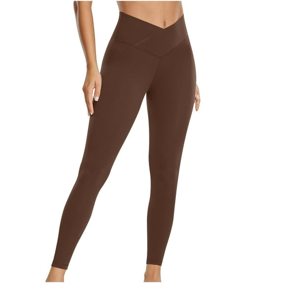 Yoga Pants for Womens Casual Plus Size High Waist Solid Color Exercise Elastic Waist Yoga Pants Save to 65% off!