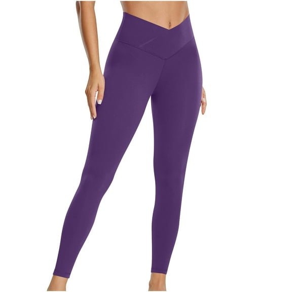 Yoga Pants for Womens Casual Plus Size High Waist Solid Color Exercise Elastic Waist Yoga Pants Save to 65% off!