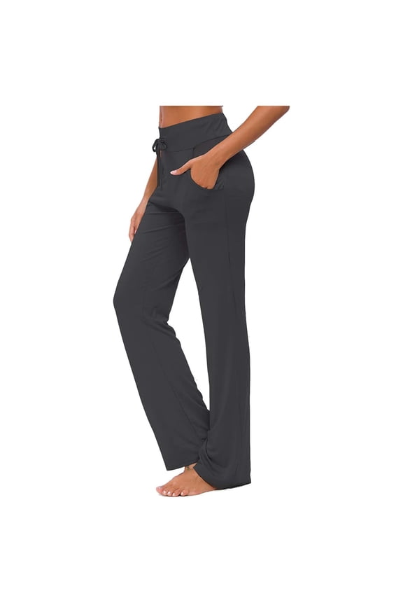Yoga Pants with Pocket For Women Dress Pant Casual Relaxed Fit Drawstring Workout Flared Leggings