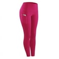 thumbnail image 1 of Yoga Pants with Pockets, Solid High Waisted Tummy Control Leggings Stretch Casual Yoga Jogging Leggings Workout Pants, 1 of 5
