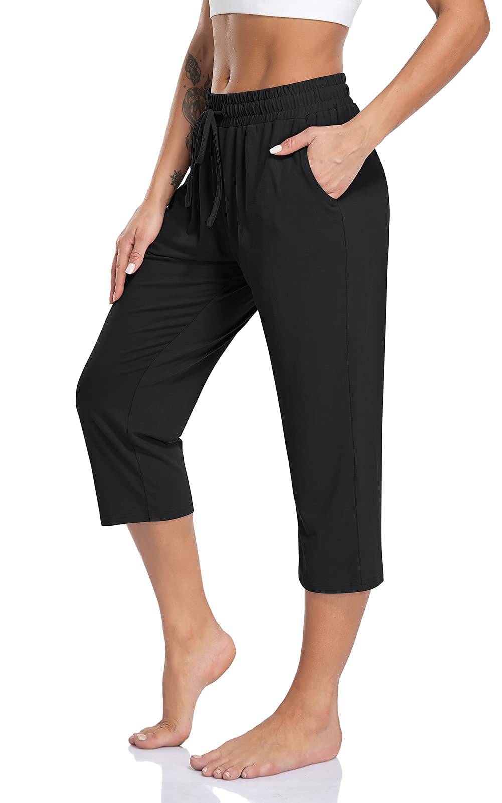 Yoga Pants with Pockets for Women Capri Flared Pants High Waist