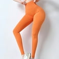 thumbnail image 1 of Yoga Pants with Pockets for Women Seamless Workout Leggings 28" - Women High Waisted Soft Stretchy Gym Athletic Yoga Pants Orange M, 1 of 6