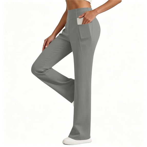 Yoga Pants with Pockets for Women Straight Leg Long Pants Elastic High Waist Workout Running Leggings Casual Work Trousers