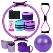 Yoga Pilates Equipment Set for Women - Home Workout Bundle with Magic Ring, Booty Resistance Bands for Glutes, 25cm Exercise Ball, Stretching Bands - Complete Fitness Kit for All Levels