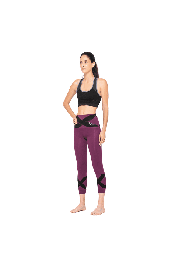 Yoga & Pilates Pants Sportswear “Tightings” Heavenly Sportswear - 100% Made in Italy - Black/PLUM (XL)