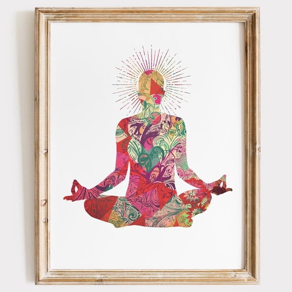 Yoga Pose Art Print Inspirational Studio Or Meditation Corner Poster Wall Art For Decor Present , Poster Only