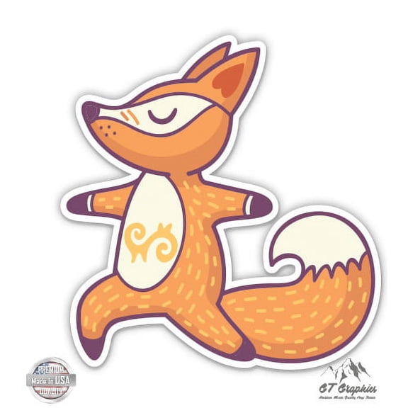 Yoga Pose Fox Cute Adorable - 3" Vinyl Sticker - For Car Laptop I-Pad Phone Helmet Hard Hat - Waterproof Decal