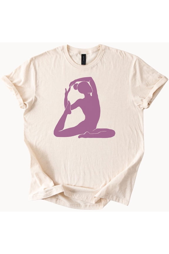 Yoga Pose Graphic T Shirt Stretching Woman Silhouette Relaxation Tee Mindfulness Meditation Gift Fitness Apparel Gym Workout Shirt Birthday Gifts; For Men & Women