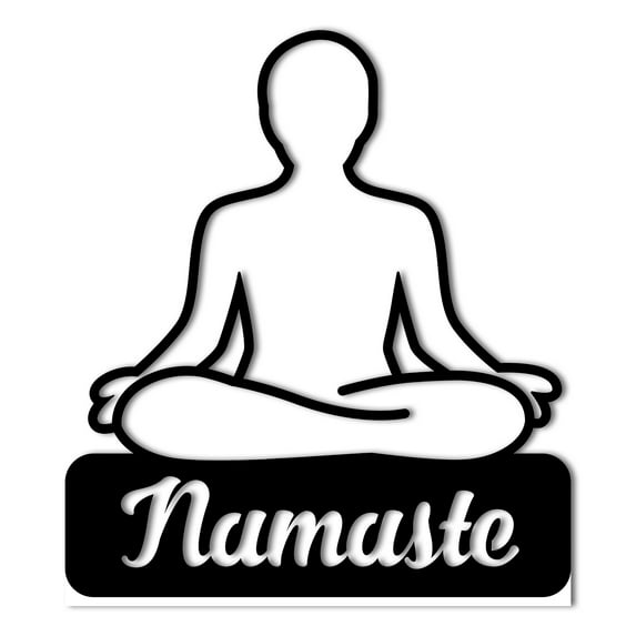 Yoga Pose Metal Wall Art Home Décor Wall Sign Namaste for Studio, Home Gym, Bedroom - Available in 3 Sizes / 6 Colors