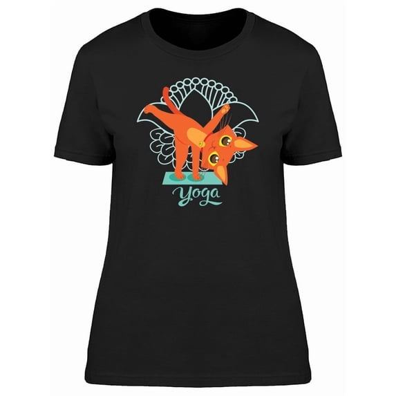 Yoga Pose Orange Cat Tee Women's -Image by Shutterstock