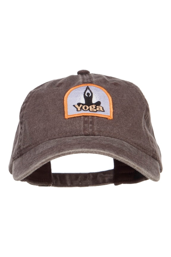 Yoga Pose Patched Washed Cap - Brown OSFM