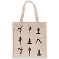 thumbnail image 1 of Yoga Pose Silhouettes Tote 100% Cotton Grocery Tote, Book Tote, Office Tote. Premium Cotton Canvas 15.5" by 19.5 " with 5" Gusset on bottom, 1 of 6