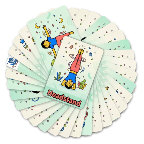 Yoga Poses Cards, 36 Fun Cartoon Abstract Yoga Pose Cards, Classroom Social Skills Activities, Family Meditation, PE Games, Mindfulness Tools, Brain Break Breathing Exercise