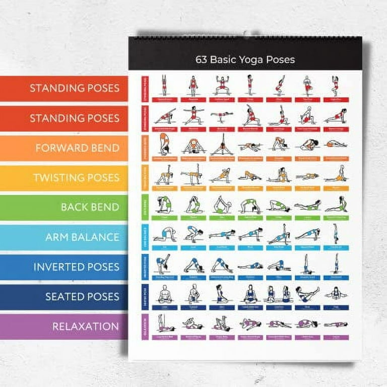 Yoga Poster Series - Top 362 Best Yoga Poses Poster | 14 Pages Spiral  Poster Series, English and Sanskrit Names