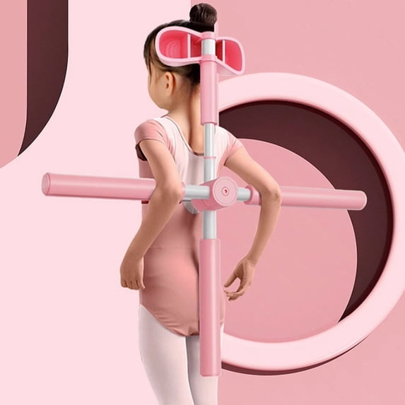 Yoga Posture Corrector Bar for Back Stretching and Humpback Improvement - Adjustable Yoga Stick for Home Workouts and Spinal Alignment(Pink)