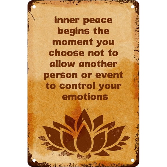 Yoga Quotes Meditation Lotus Flowers Zen Tin Sign 12 x 8 Inch Vintage Wall Decor