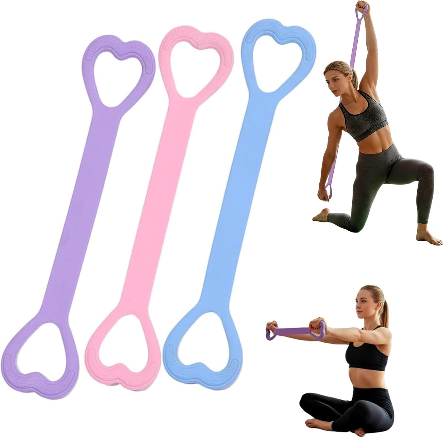 Yoga Resistance Band, New Figure 8 Resistance Bands With Handles - Ideal Exercise Bands For Women For Arm, Back & Shoulder Stretching And Strength Training