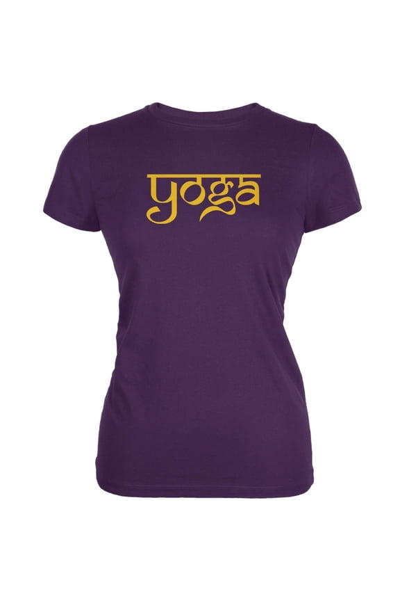 Yoga Sanskrit Purple Juniors Soft T-Shirt - Medium