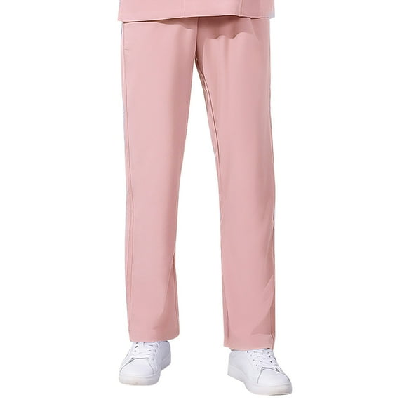 Yoga Scrub Pants For Women Straight leg Mid Rise Work Pants Jogger Scrub Bottoms For Nurse Pink M