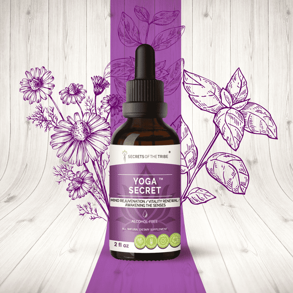 Secrets Of The Tribe Yoga Secret Blend Tincture Dietary Supplement, Natural Extract, Made from Ashwagandha, Brahmi, Holy Basil, Gotu Kola, Chamomile 2 oz