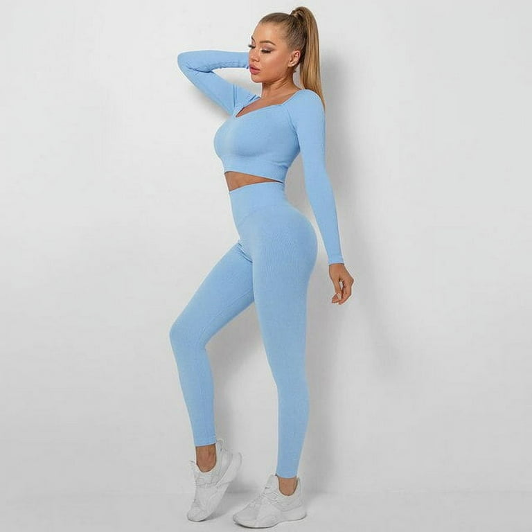 V Waist Leggings Set Women Workout Yoga Set Sexy Crop Top Tracksuit High  Elastic Sport Tights Outdoor Fitness Suit Gym Outfit - AliExpress