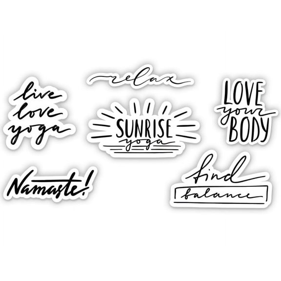Yoga Set of 6 Stickers - 2" each Vinyl Stickers - For Car Laptop I-Pad Phone Helmet Hard Hat - Waterproof Decals