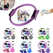 Yoga Sets for Women Pilates Essentials Kit Home Equipment Pilates Magic Ring Booty Bands for Workout Glutes Yoga Ball 25cm Figure 8 Resistance Band Yoga Bands for Stretching Purple
