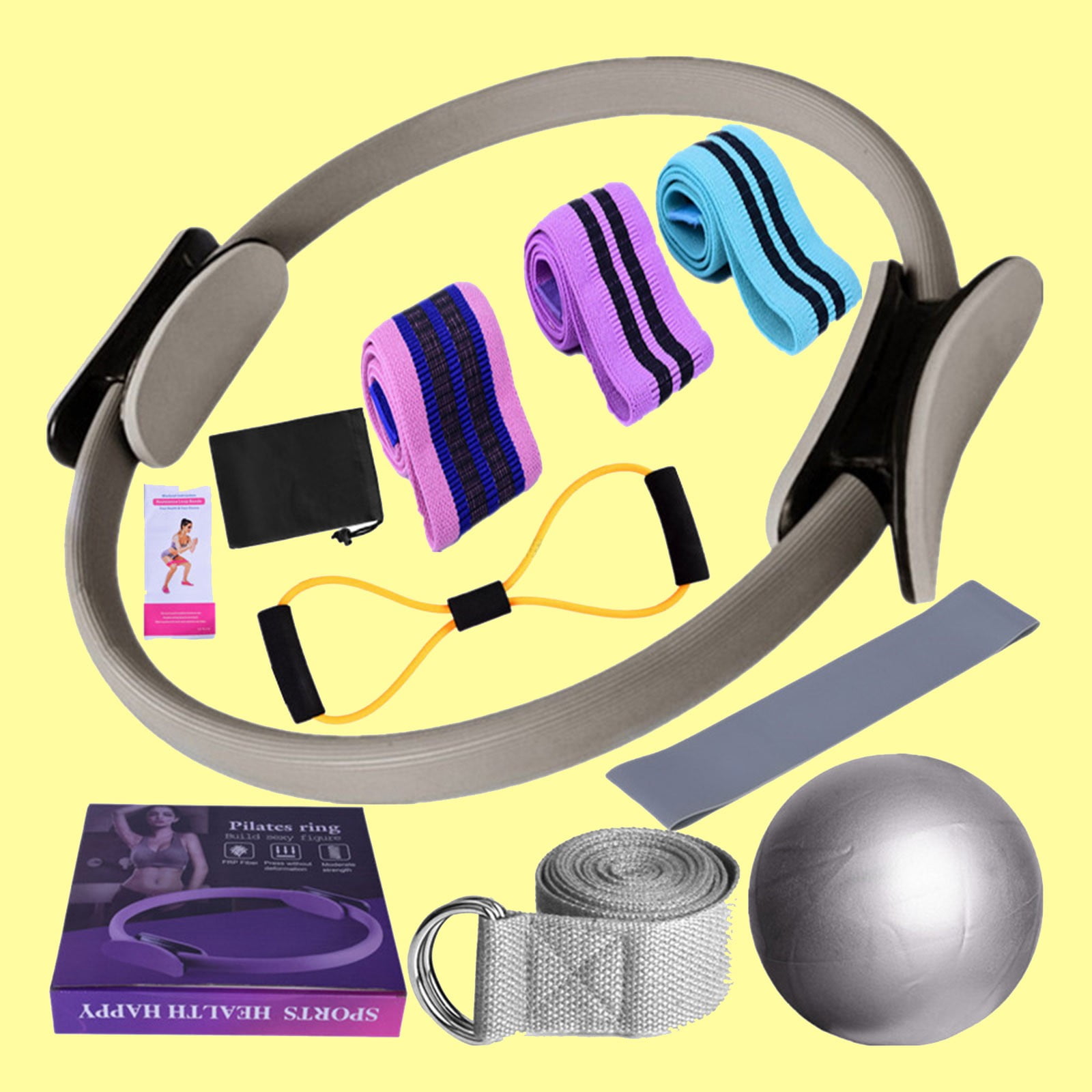 Yoga Sets for Women, Resistance Band with Handles, Figure 8 Tension Rope Stretch Bands for Exercise, Shoulder Biceps Chest Arm Workout Equipment, 8 Shaped Elastic Pull Yoga Tension Rope