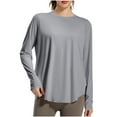 thumbnail image 1 of Zunfeo Yoga Shirts for Women Long Sleeve Quick Drying Workout Tops Sun Protection Shirts for Hiking Running Gray, 1 of 5