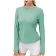 thumbnail image 1 of Zunfeo Yoga Shirts for Women Long Sleeve Quick Drying Workout Tops Sun Protection Shirts for Hiking Running Green, 1 of 5