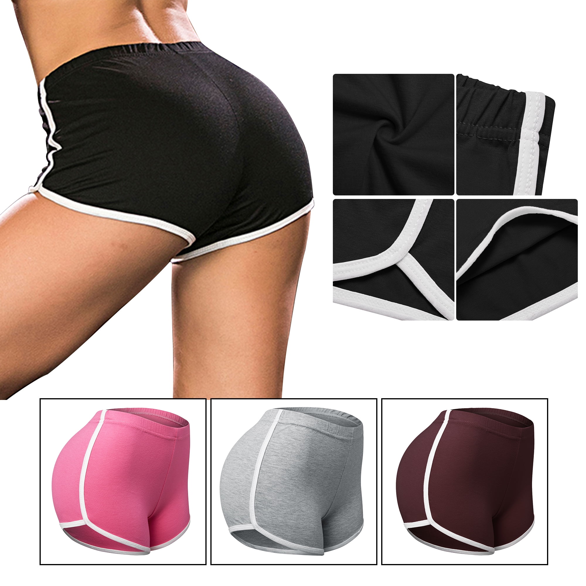 Yoga Short Pants Sports Shorts Gym Dance Workout Shorts Running Athletic  Shorts for Women, Pink, S