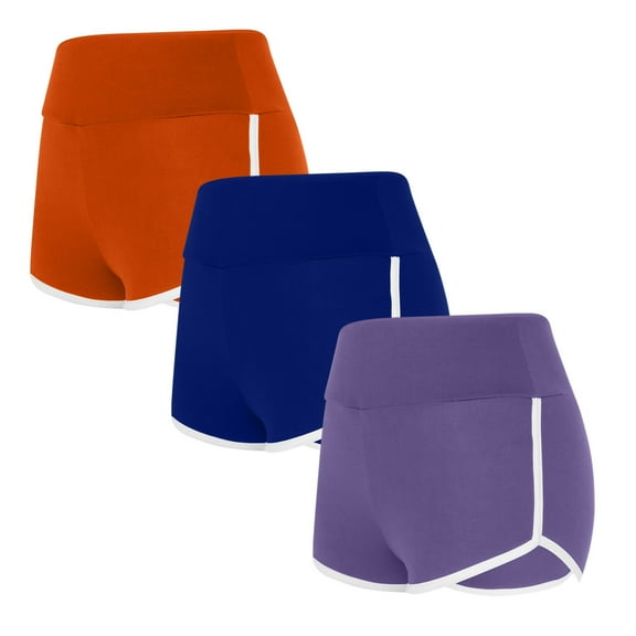 Yoga Shorts New 3PCS Solid Color Shorts for Women Casual Loose Comfy Elastic Waist Yoga Athletic Short Pants Trendy Beach Shorts Plus Size Bike Shorts for Women Cargo Shorts Multicolor L