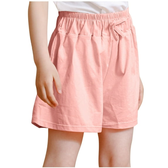 Yoga Shorts for Girls New Girls Wide Leg Shorts Cute Pleated Flowy Shorts Kids Cotton Soft Summer Casual Short Kids Trendy Clothes Pinky 3-4 Years
