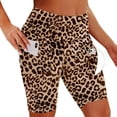 thumbnail image 1 of Yoga Shorts High Waist Leopard Printed Three Inch Yoga Shorts Side Pockets Elastic Tummy Lift Summer Shorts Leggings Women, 1 of 6