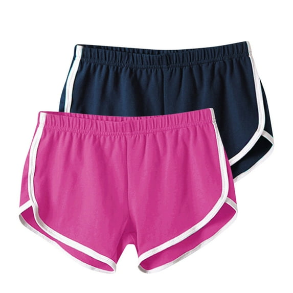 Yoga Shorts Pack of 2, Womens Workout Hot Short Pants Cotton Sports Gym Dance Lounge Shorts Running Athletic Shorts (M, Navy+Pink)