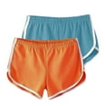 thumbnail image 1 of Yoga Shorts Pack of 2, Womens Workout Hot Short Pants Cotton Sports Gym Dance Lounge Shorts Running Athletic Shorts (S, Light Blue+Orange), 1 of 2