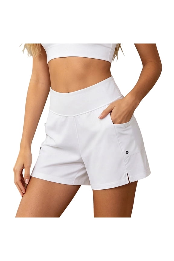 Yoga Shorts Women Casual Lightweight Run Training Relaxed Elastic Waistband Womens Bermuda Shorts,White,S