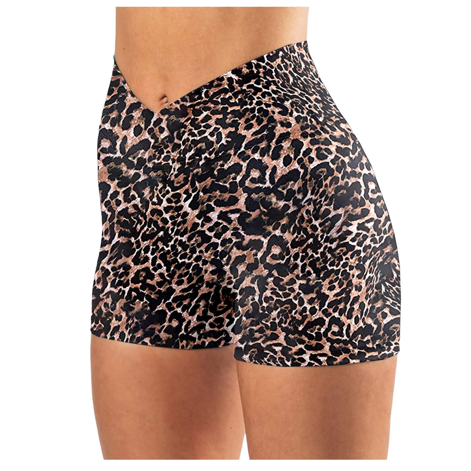 Yoga Shorts for Women High Waist Leopard High Waist Workout Yoga Shorts ...